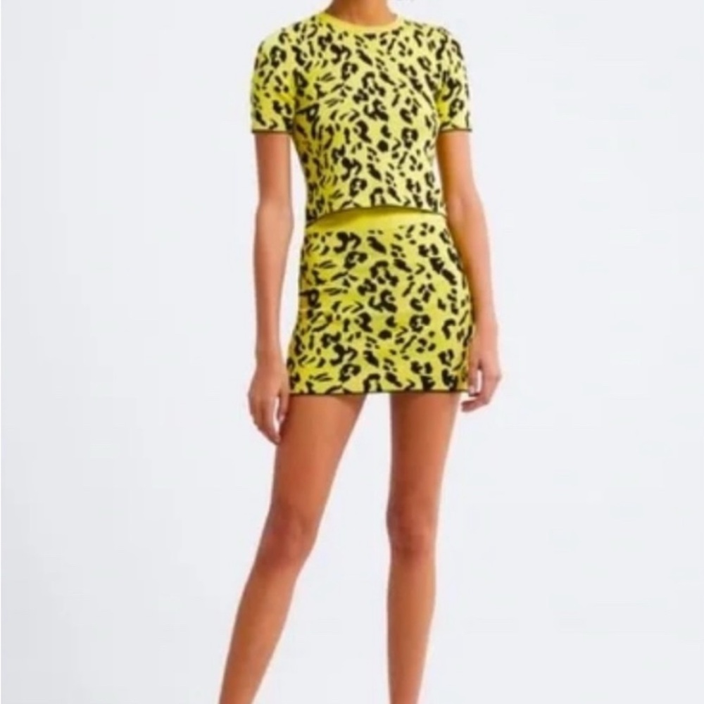 Zara Black and Yellow Animal Print Knit Top - Picture 3 of 3